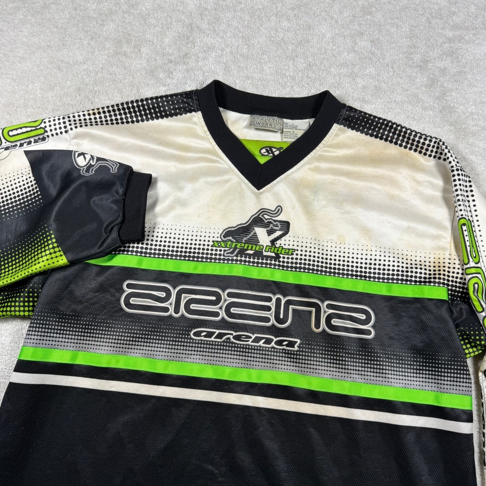 Athletic Works Jersey Mens L Black White Xtreme Rider Arena Motocross Vintage